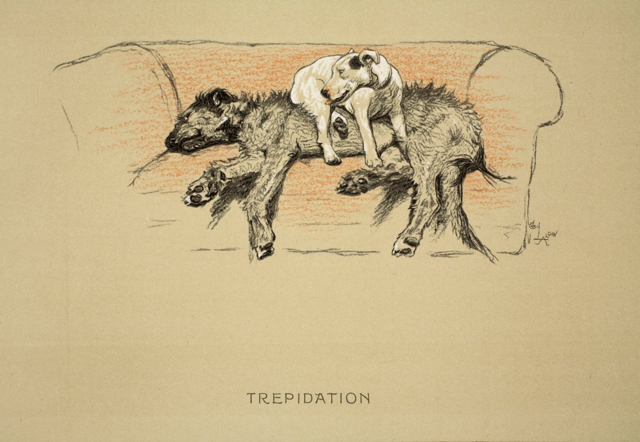 Trepidation ، 1930 ، الإصدار الأول من "Sleeping Partners" ، Aldin ، Cecil Charles Windsor (1870-1935) ، نشرته Eyre and Spottiswoode Limited ، Chalk and Charcoal على ورق بواسطة سيسيل تشارلز وندسور الدين