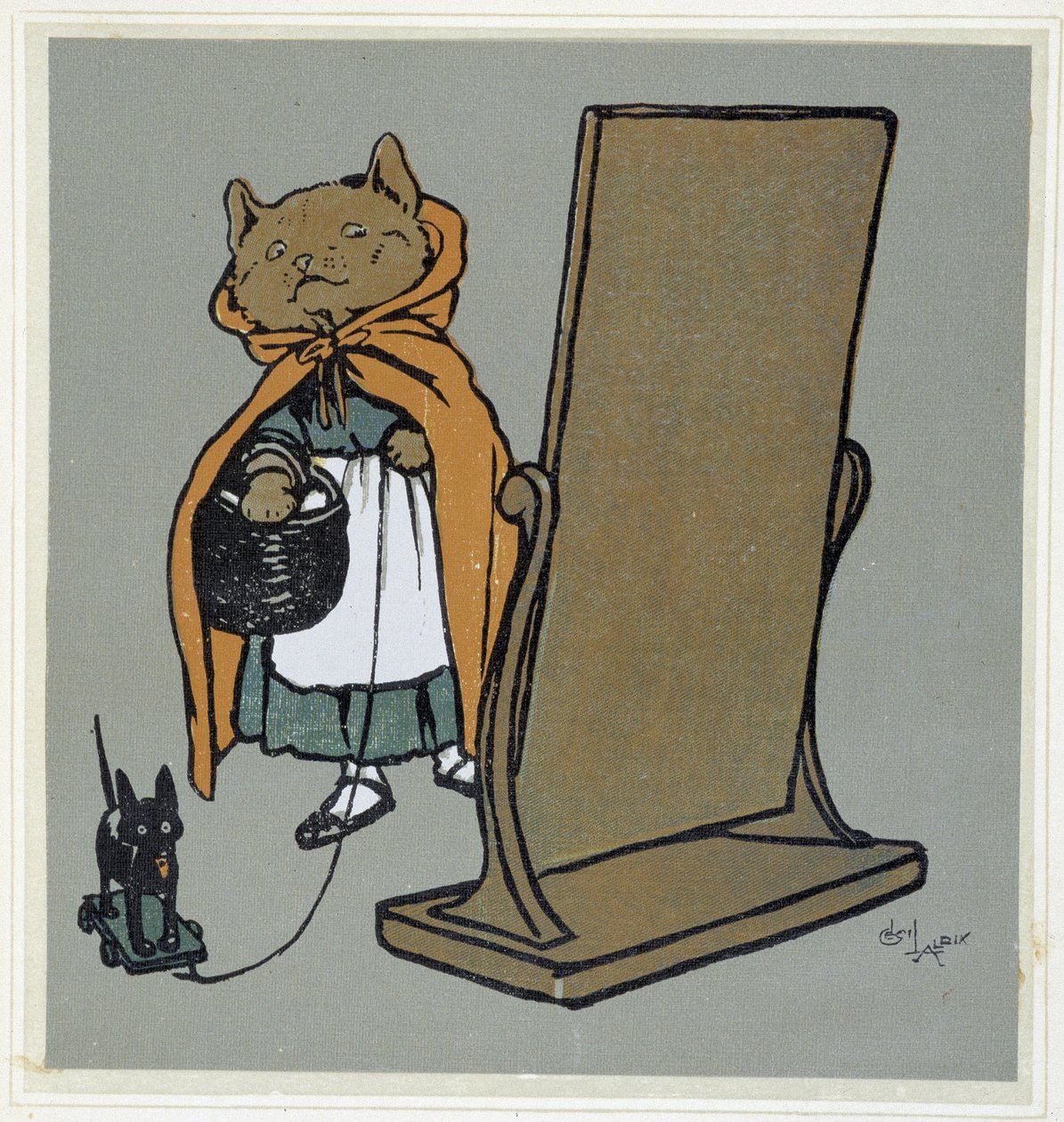 Cat in front of his mirror - drawing by Cécil Aldin. بواسطة سيسيل تشارلز وندسور الدين