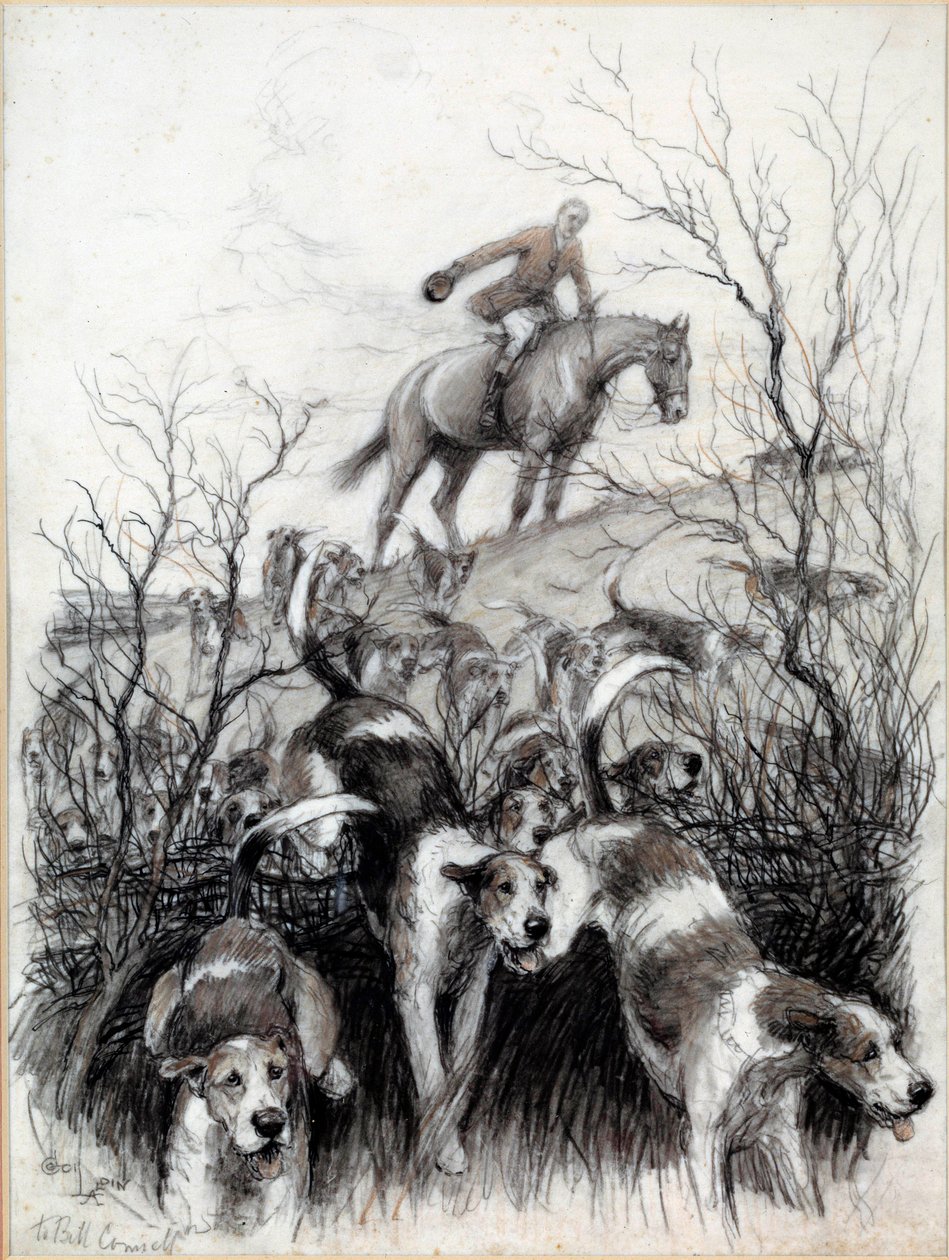 مشهد الصيد في إنجلترا: رسم كلاب رسم سيسيل الدين (1870-1935) مجموعة خاصة من القرن التاسع عشر بواسطة سيسيل تشارلز وندسور الدين