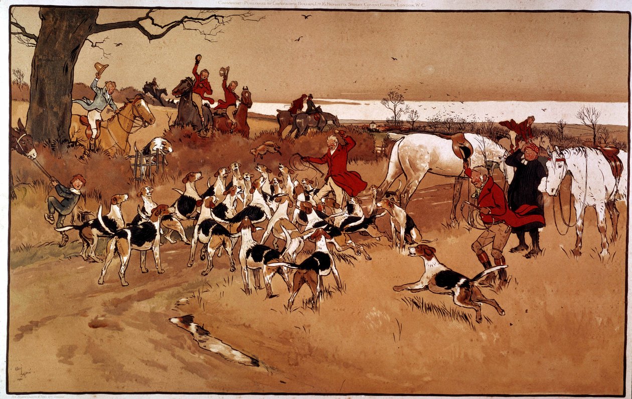 ركض مشهد الصيد. اطلاق الرصاص. نقش لسيسيل الدين (1870 -؟) ، إنجلترا. كول. جزء بواسطة سيسيل تشارلز وندسور الدين