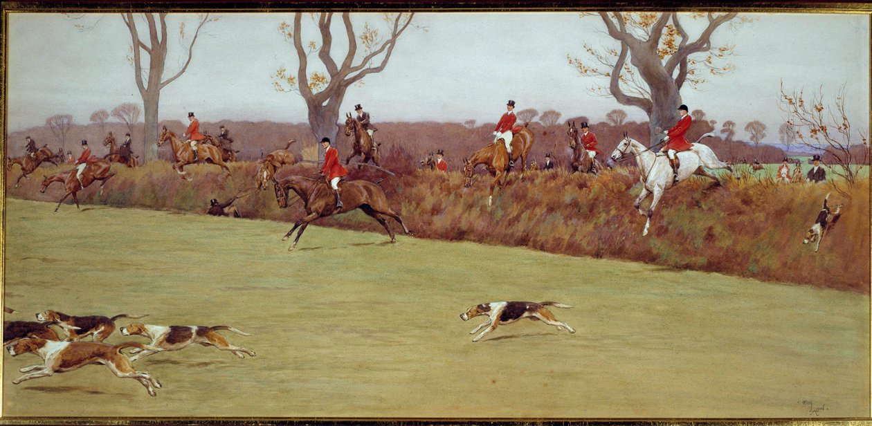 مشهد الصيد ، طاقم Blackmoor Watercolor من قبل Cecil Aldin (1870-1935) مجموعة خاصة من القرن التاسع عشر بواسطة سيسيل تشارلز وندسور الدين