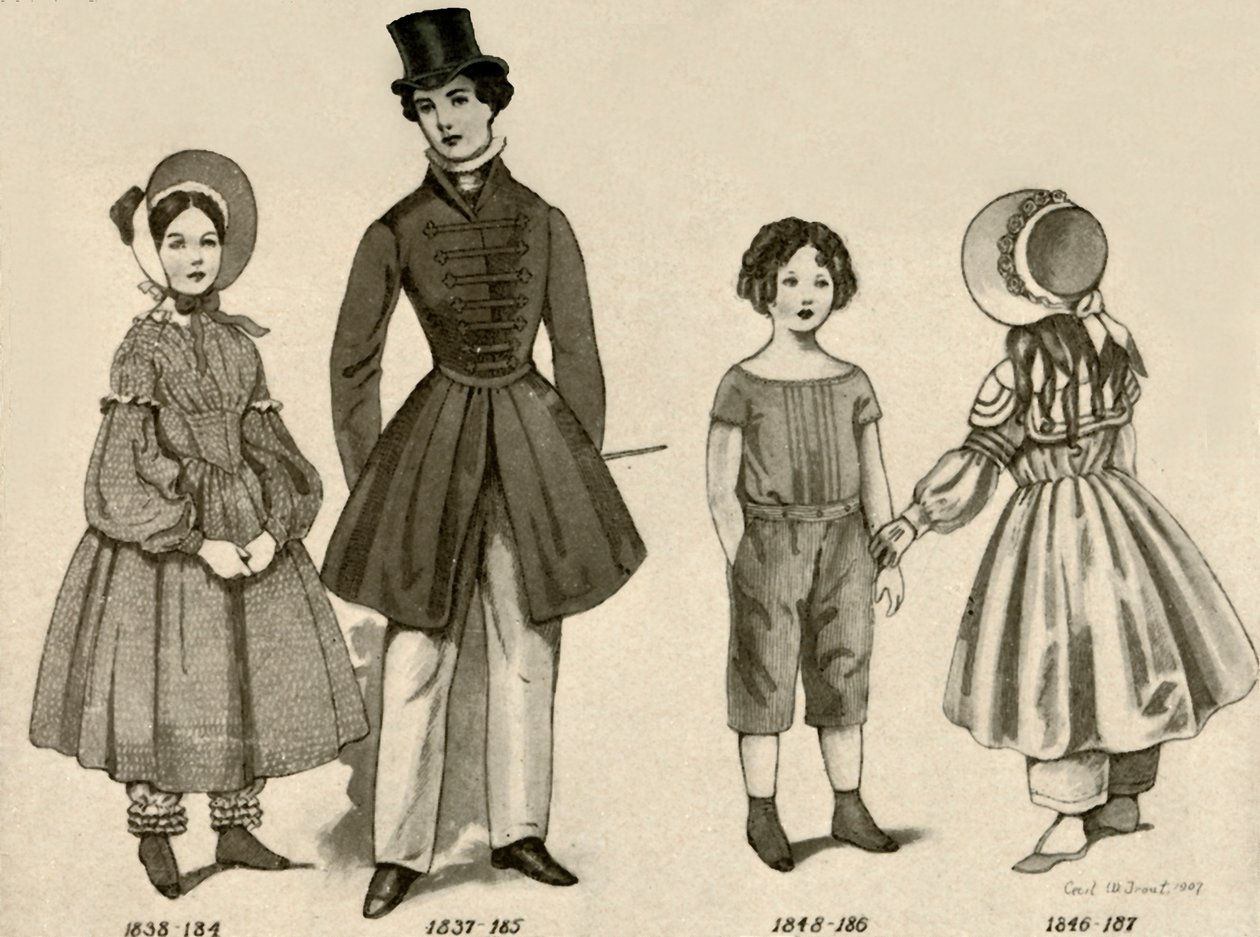 ملابس أطفال 1830-1850 ، 1907 ، 1937. بواسطة سيسيل تروت