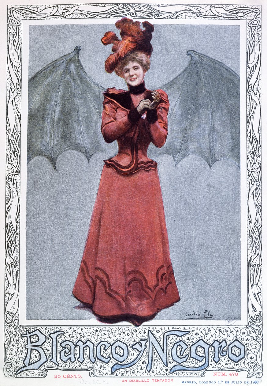 الفاتنة الشيطانية ، من الغلاف الأمامي لمجلة "Blanco y Negro" ، 1 يوليو 1900 بواسطة سيسيليو بلا جالاردو