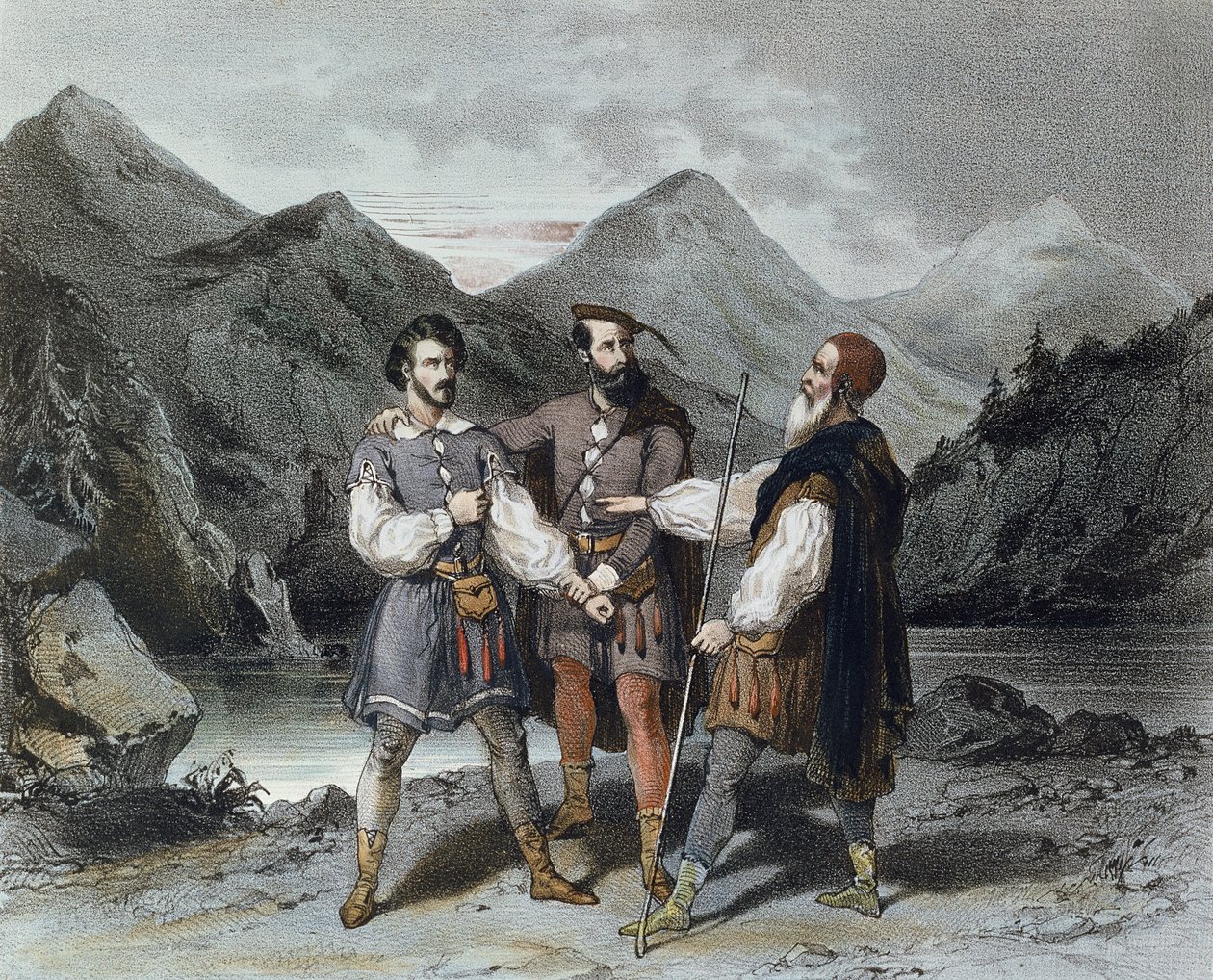 قسم الكانتونات الثلاثة ، رسم توضيحي للأوبرا ويليام تيل بقلم جيوشينو روسيني (1792-1868) ، القرن التاسع عشر بواسطة سيليستين ديشايس