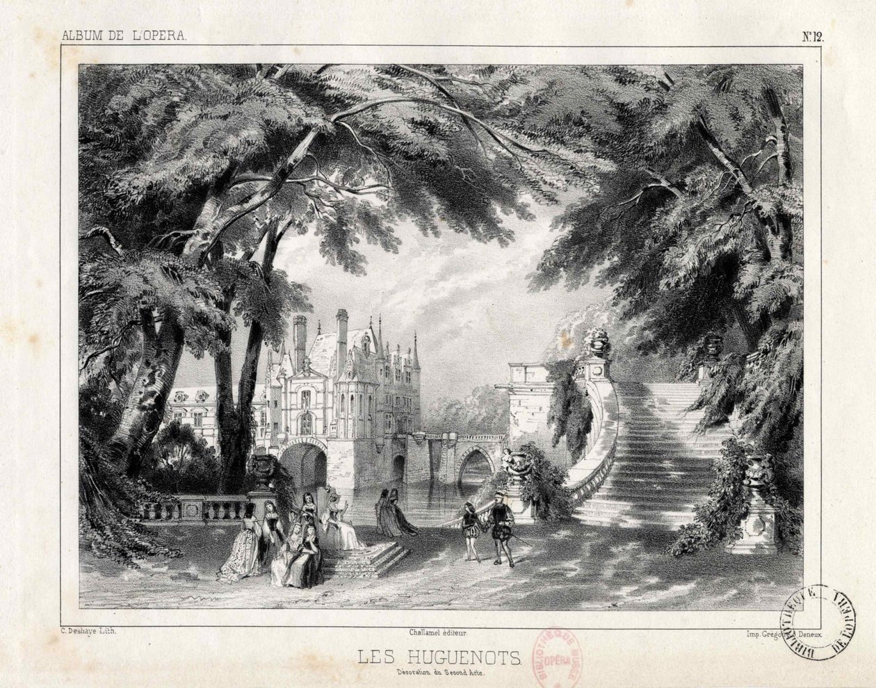 القلعة والحدائق في Château de Chenonceaux ، 1836. بواسطة سيليستين ديشايس