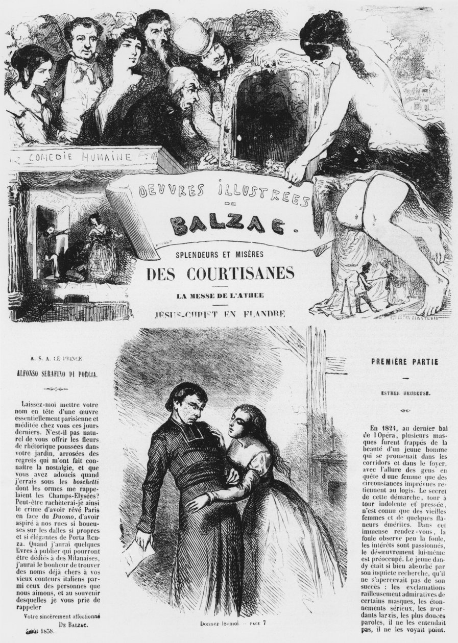 رسم توضيحي من كتاب "Splendeurs et Miseres des Courtisanes" بقلم هونور دي بلزاك ، نُشر عام 1867 بواسطة سيليستين فرانسوا نانتويل