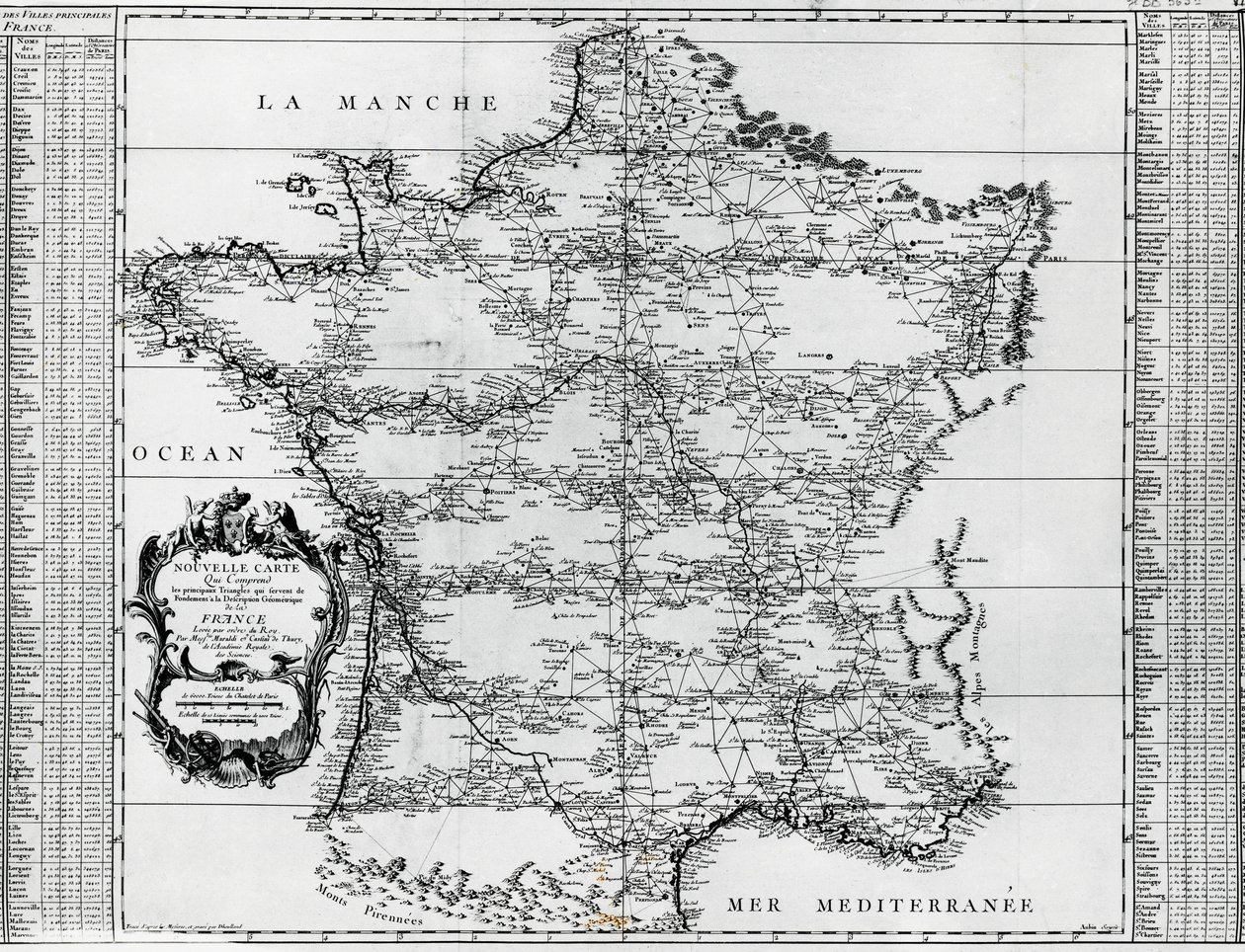خريطة فرنسا ، بقلم جيوفاني دومينيكو مارالدي (1709-1788) وسيزار فرانسوا كاسيني دي ثوري أو كاسيني الثالث (1714-1784) ، فرنسا بواسطة سيزار فرانسوا كاسيني دي ثوري