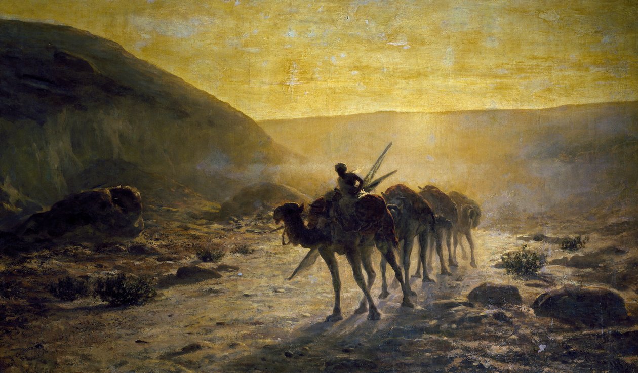 في الصحراء ، رسم سيزار بيسيو (1843-1909) بواسطة سيزار بيسو