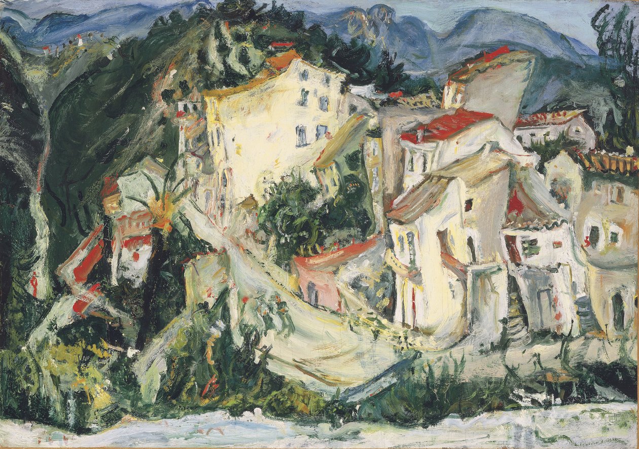 المناظر الطبيعية في Cagnes ؛ منظر طبيعي لمدينة Cagnes ، c.1924-1925 بواسطة حاييم سوتين