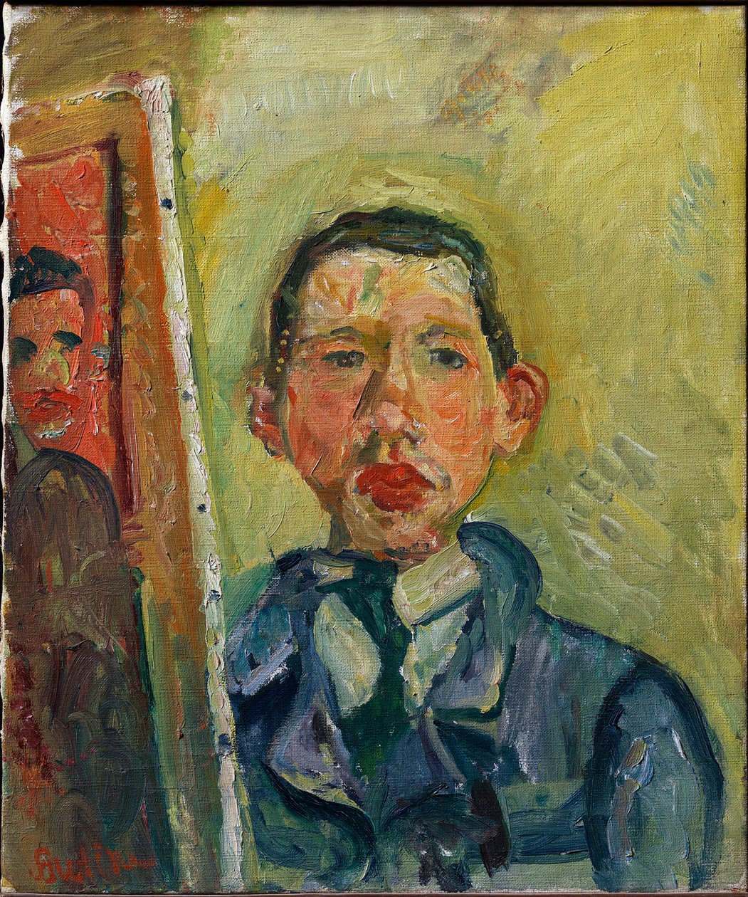 بورتريه ذاتي - سوتين ، كايم (1893-1943) - ج. 1918 - زيت على قماش - 54.6x45.7 - متحف الفنون بجامعة برينستون بواسطة حاييم سوتين