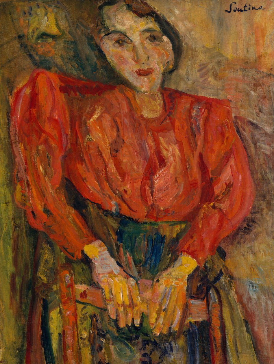 امرأة في بلوزة حمراء ، ج .1919 بواسطة حاييم سوتين