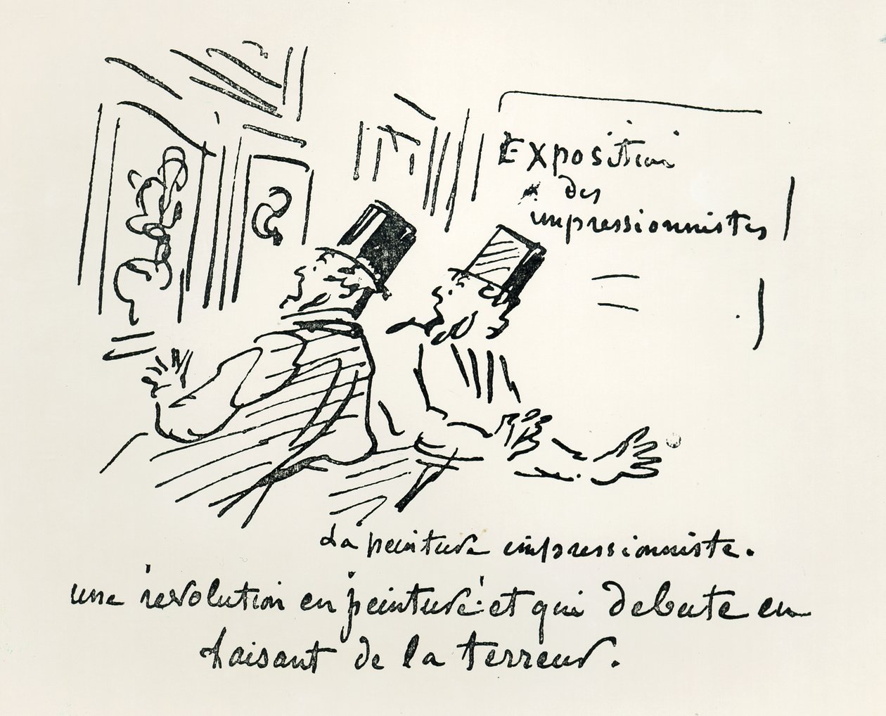 رسم كاريكاتوري لأول معرض انطباعي في باريس ، "ثورة في الرسم!" وبداية مرعبة ، 1874 بواسطة شام