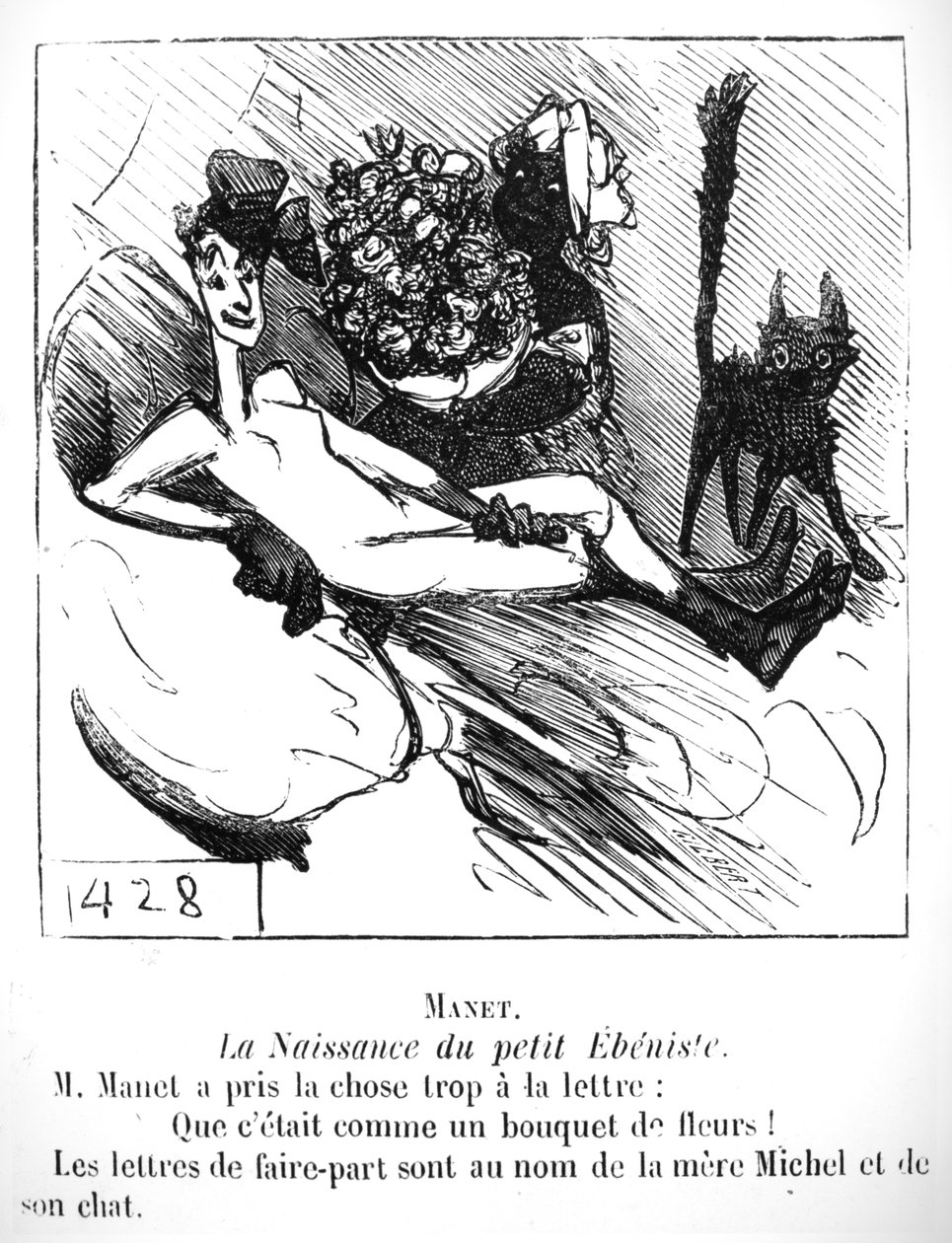 ولادة صانع الخزانات الصغيرة ، كاريكاتير في "لو شاريفاري" ، 1865 بواسطة شام