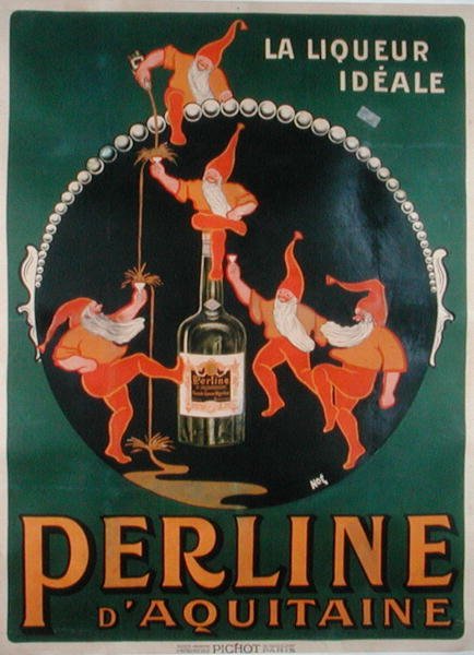 إعلان ملصق "Perline d'Aquitaine" المسكرات الفرنسية (طباعة حجرية ملونة) بواسطة أميدي دي نوي (شام)