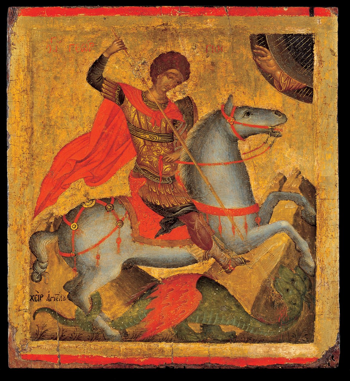 سانت جورج على ظهور الخيل ، ذبح التنين بواسطة Chanter Angelos Akotandos