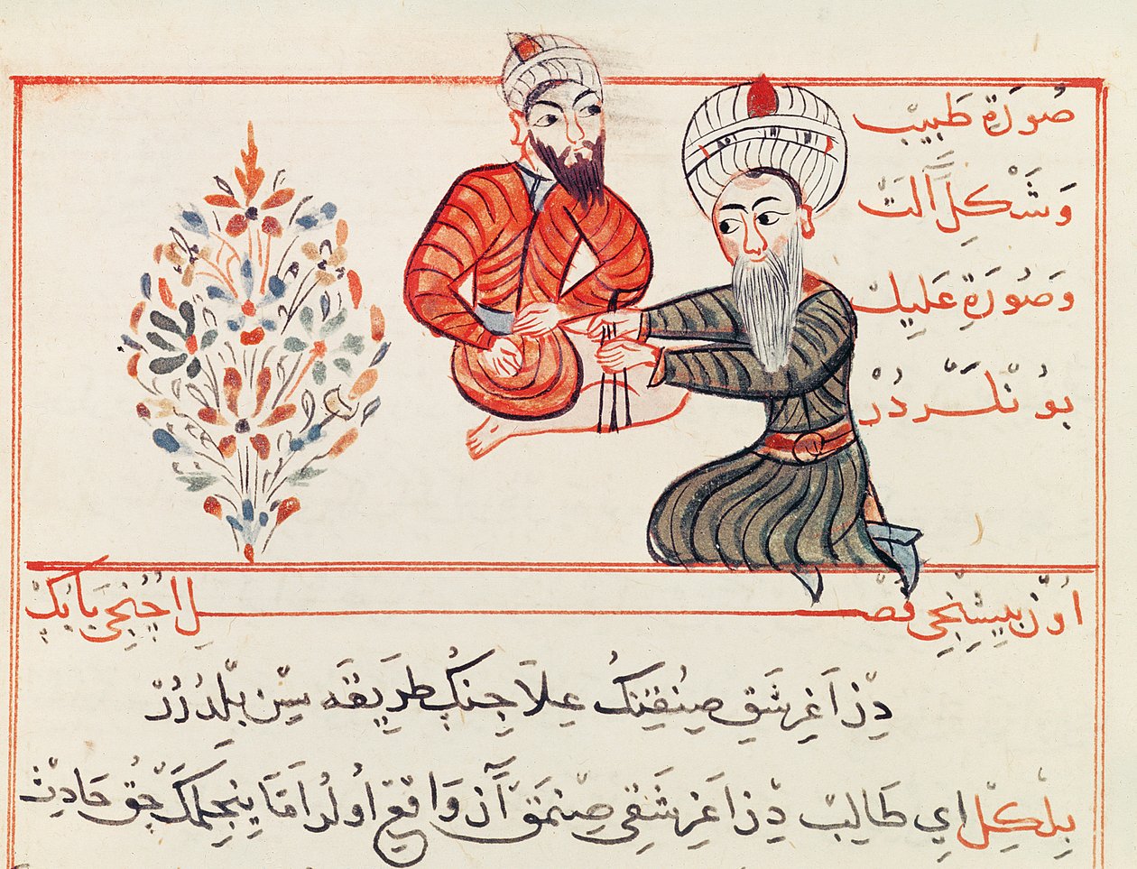 Ms Sup Turc 693 فل. 188 تخفيض أو تثبيت عظم الفخذ المكسور ، 1466 بواسطة شرف الدين