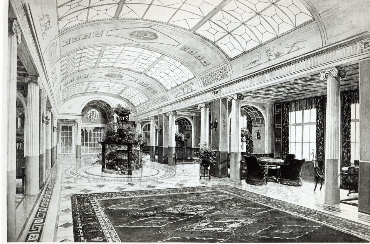تصميم غرفة استقبال الحديقة الشتوية على Ocean Liner ، Admiral von Tirpitz ، c.1911 بواسطة تشارلز وبيشوف ، أ. ميوز