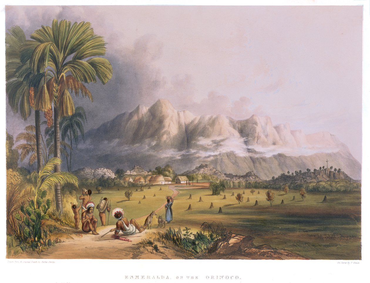 إزميرالدا ، على Orinoco ، موقع بعثة إسبانية ، من "مناظر في غويانا الداخلية" ، نقشها Paul Gauci (fl.1834-67) حانة. بقلم أكرمان ، 1840 بواسطة تشارلز بنتلي