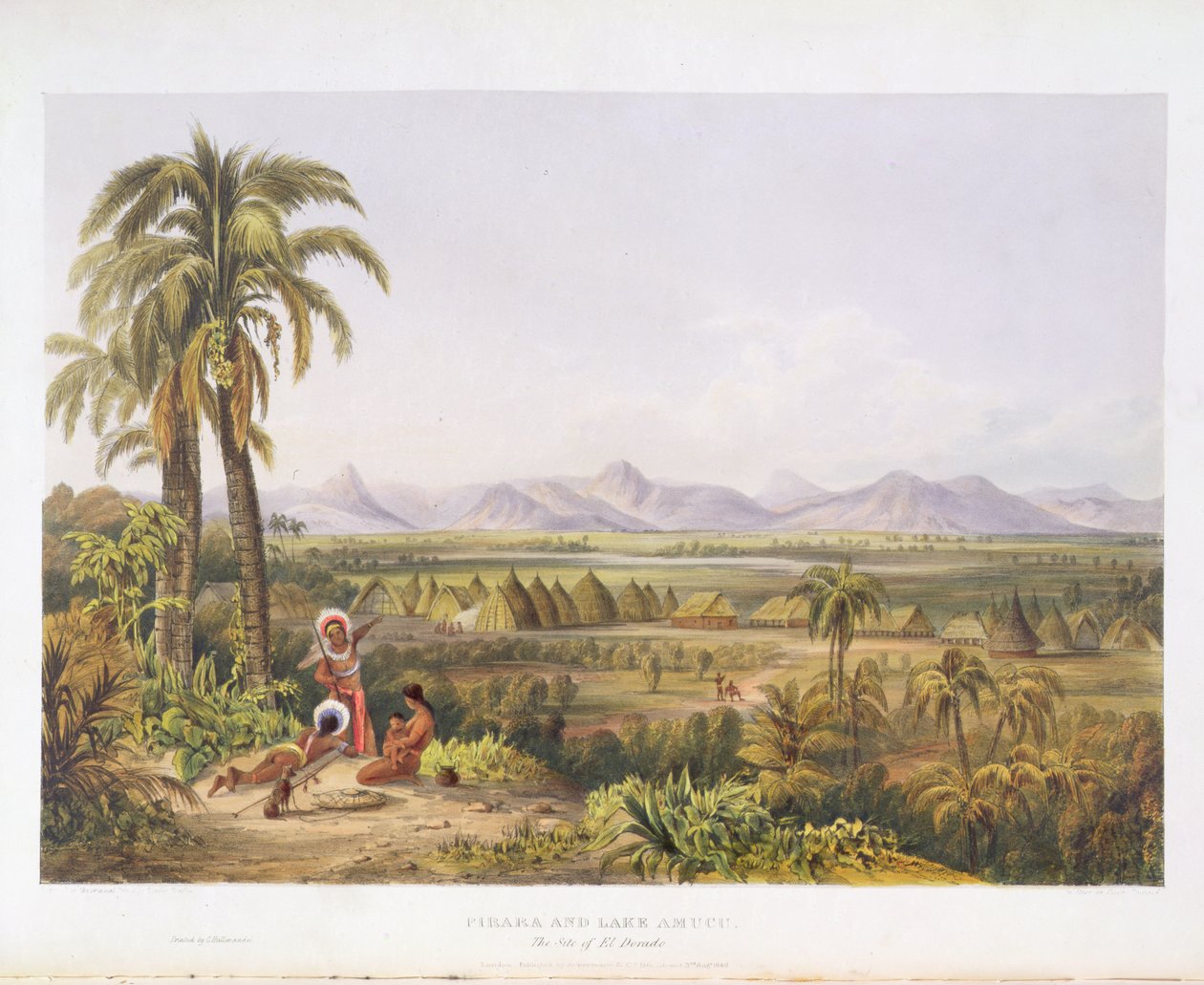 Pirara وبحيرة Amucu ، موقع El Dorado ، من `` Views in the Interior of Guiana &39;&39; ، منقوش بواسطة حانة جورج بارنارد (fl. 1832-90). بقلم أكرمان ، 1840 بواسطة تشارلز بنتلي