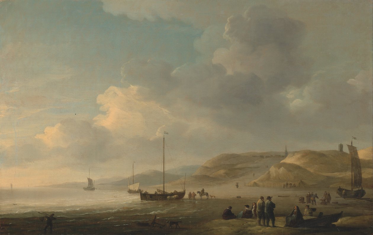 الساحل بالقرب من Scheveningen مع الصيد الوردي على الشاطئ بواسطة تشارلز بروكينج