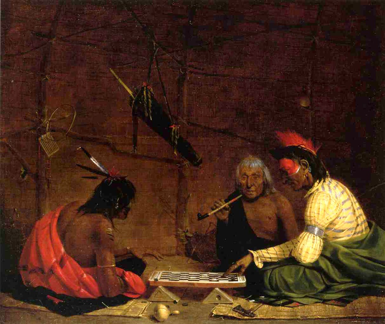 وينيباغو هنود يلعبون لعبة الداما ، 1842 بواسطة تشارلز دياس