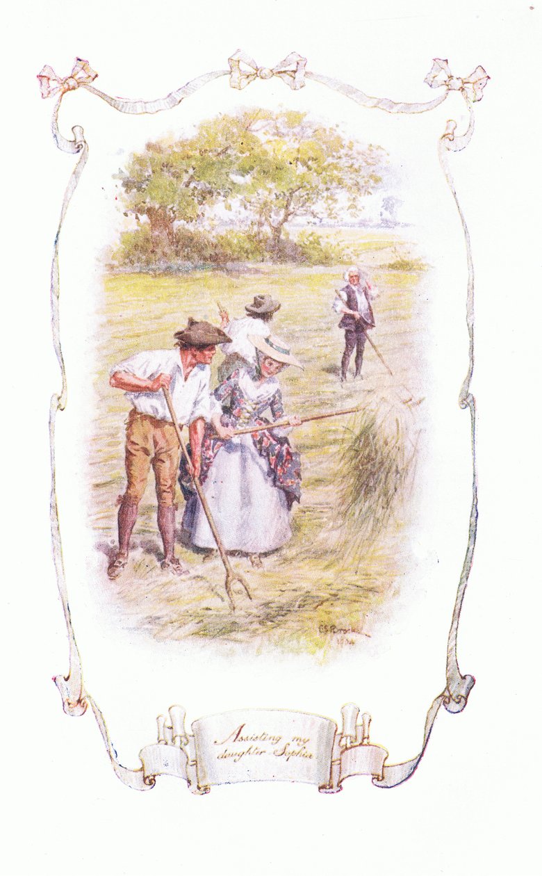 مساعدة ابنتي صوفيا ، من The Vicar of Wakefield التي نشرتها JM Dent & Son Ltd ، 1920s بواسطة تشارلز إدموند بروك
