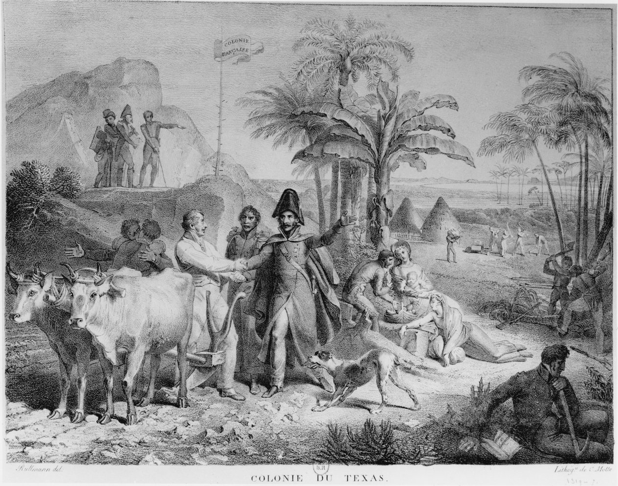 مستعمرة تكساس ، الجنرال لاليماند في Champ d&39;Asile ، 1818 ، بعد Rullmann بواسطة تشارلز إتيان بيير موت