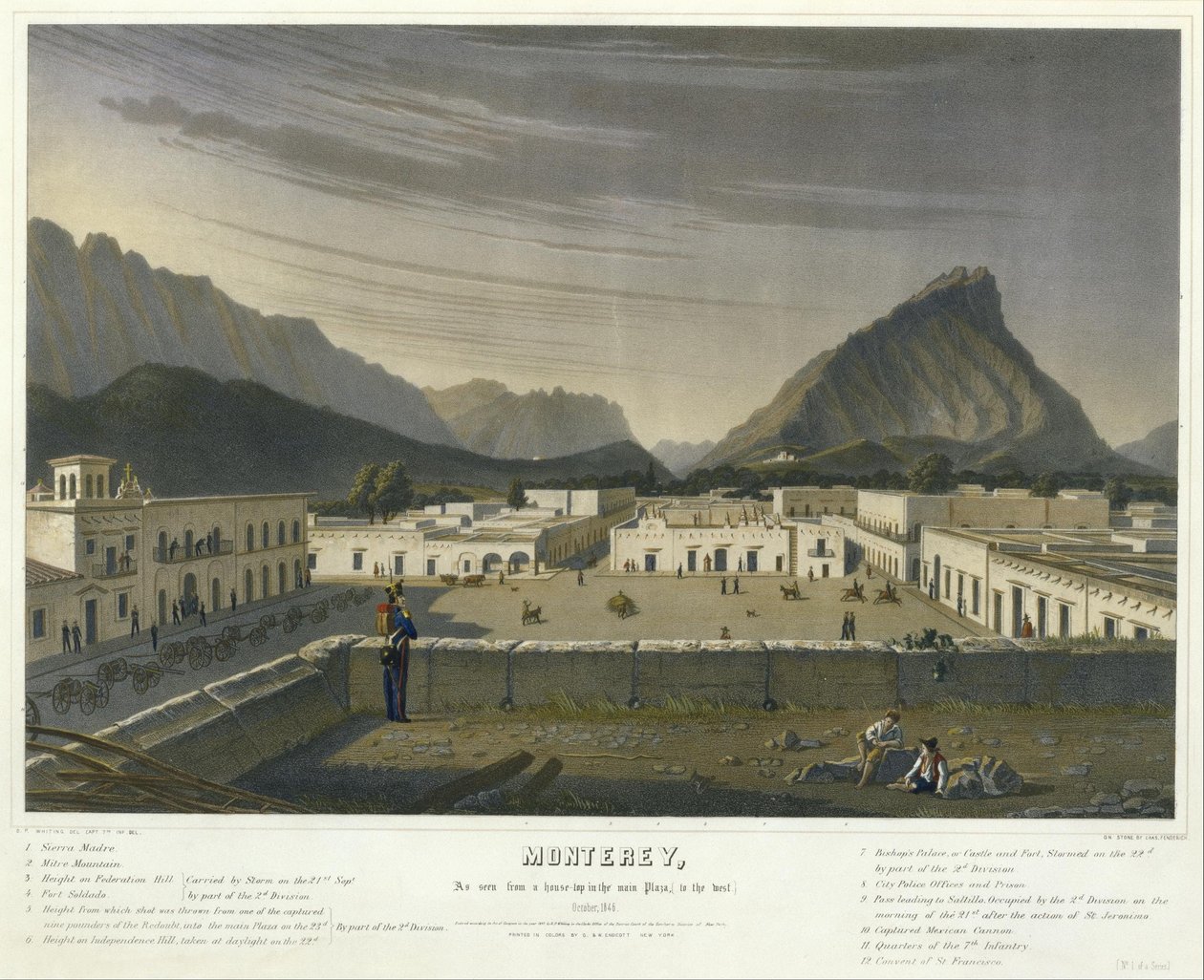 مونتيري ، كما رأينا من منزل في الساحة الرئيسية ، (إلى الغرب) أكتوبر 1846 ... (رقم 1 لسير ... بواسطة تشارلز فيندريش