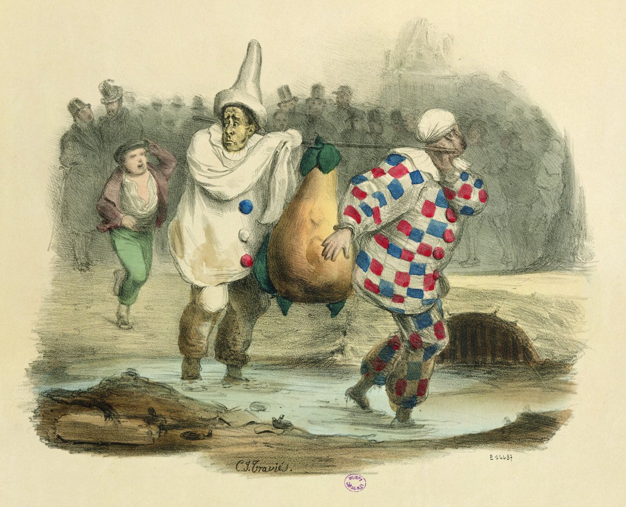 Juste Milieu يتوسخ نفسه ، كاريكاتيرًا حول موضوع لويس فيليب الأول ، c.1850s بواسطة تشارلز جوزيف ترافيس دي فيليرز