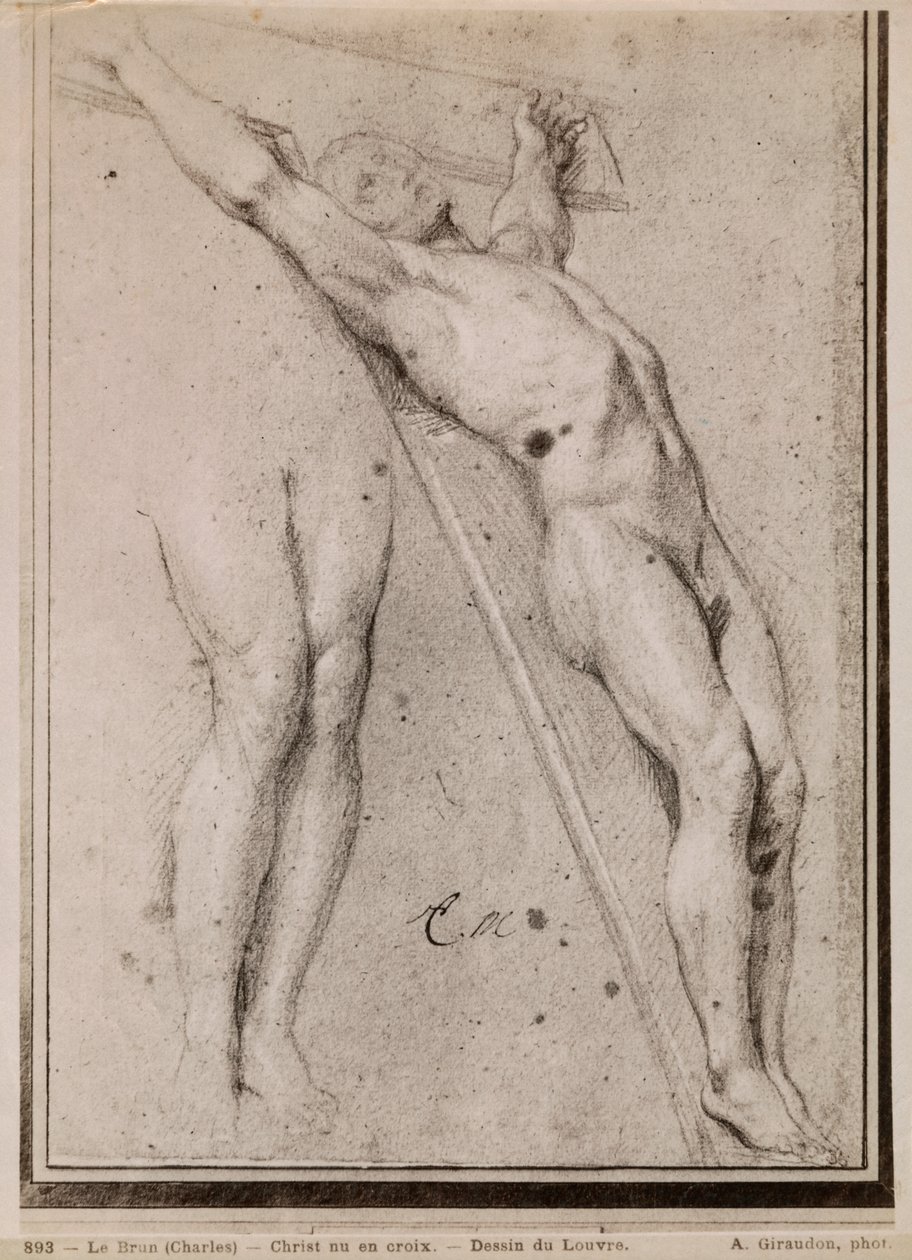المسيح على الصليب ، ج .1685 (بيير نوار وأبرز طباشير أبيض على ورق بيج) بواسطة تشارلز لو برون
