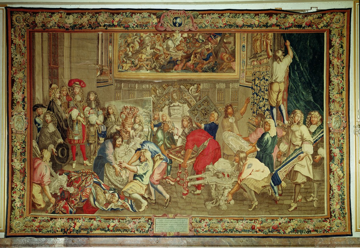 لويس الرابع عشر (1638-1715) يزور مصنع جوبيلينز ، 15 أكتوبر 1667 (نسيج) بواسطة تشارلز لو برون