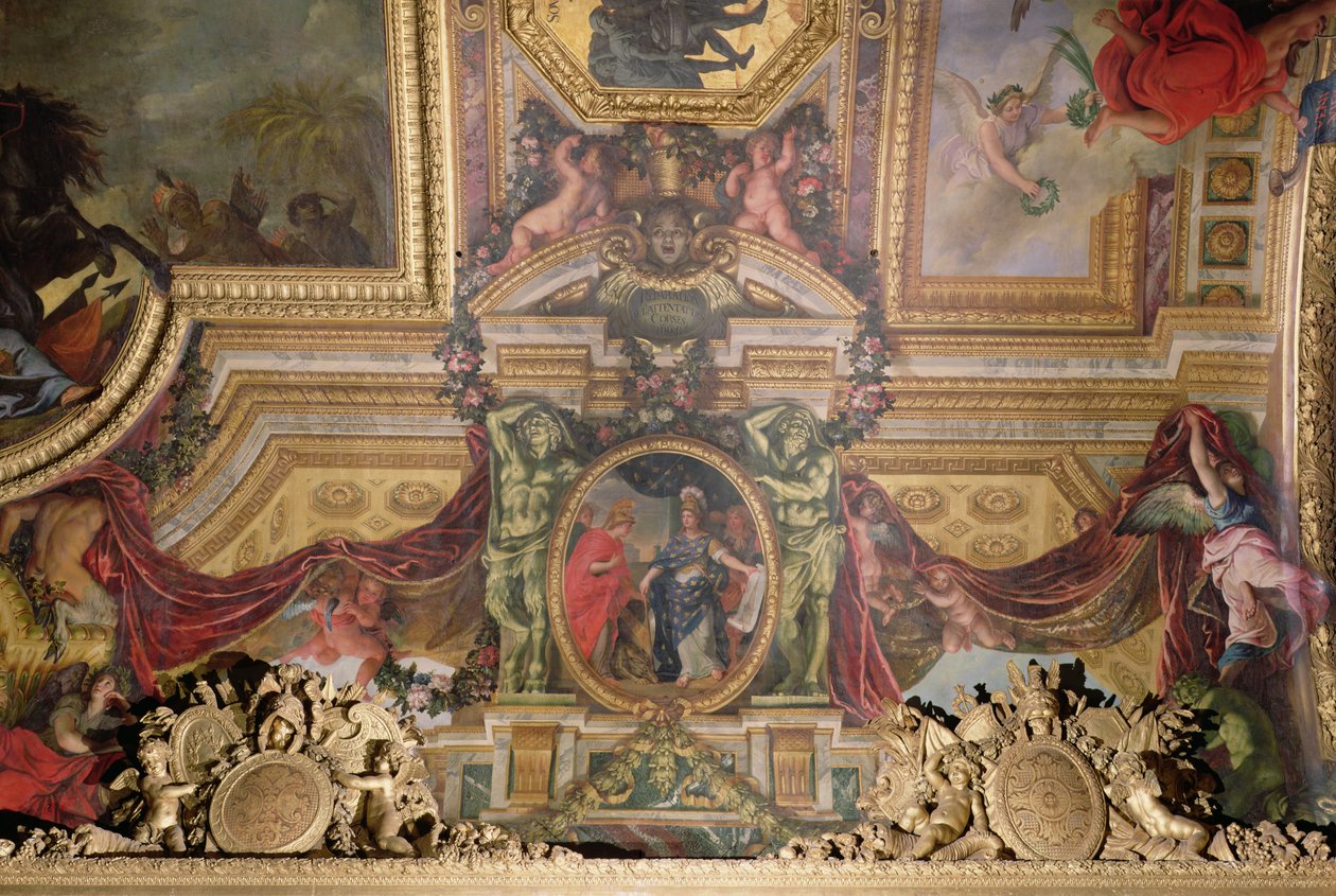 التكفير عن الهجمات الكورسيكية في عام 1664 ، لوحة السقف من Galerie des Glaces بواسطة تشارلز لو برون