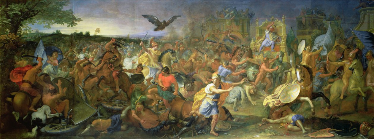 معركة أربيلا (أو Gaugamela) 331 قبل الميلاد ، ج .1673 بواسطة تشارلز لو برون