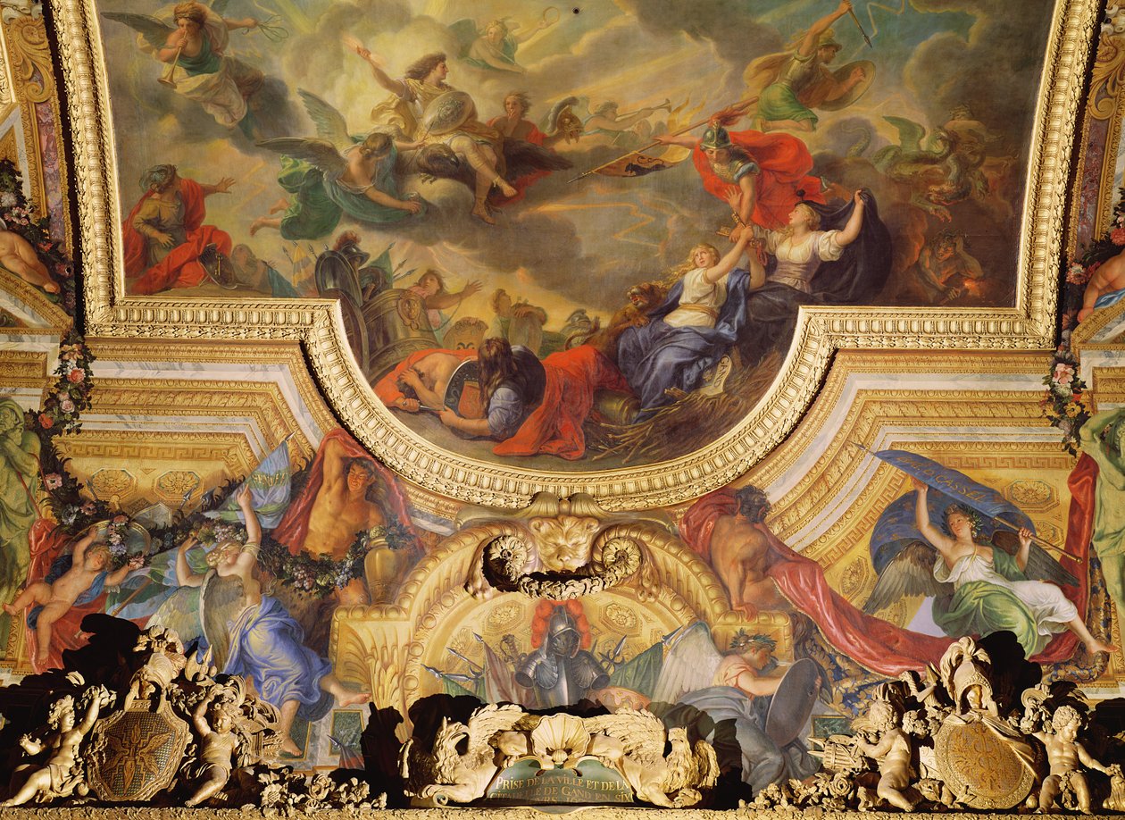 الاستيلاء على المدينة وقلعة غينت في ستة أيام عام 1678 ، لوحة السقف من Galerie des Glaces بواسطة تشارلز لو برون