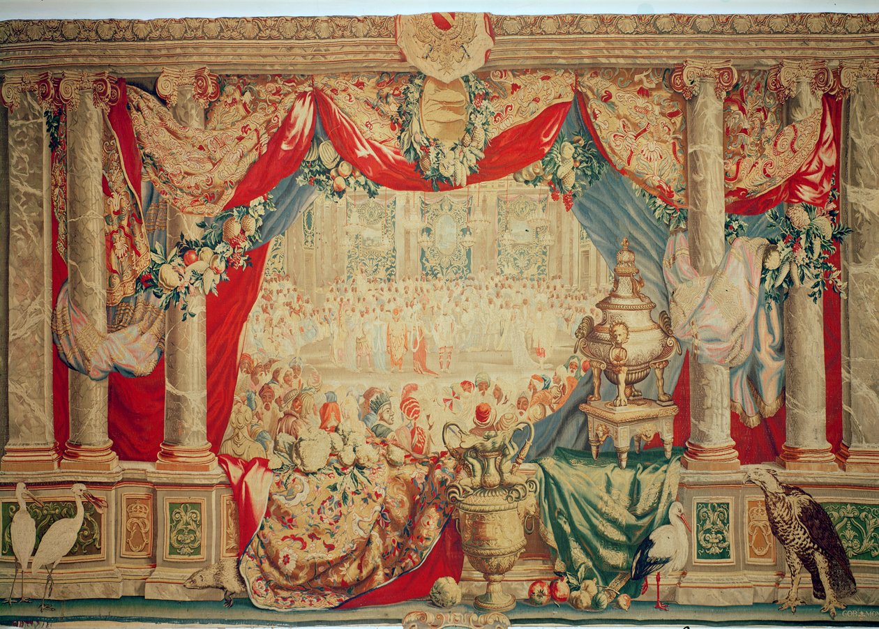 شهر فبراير ، من سلسلة المفروشات "الشهور أو المساكن الملكية" ، التي تم إنتاجها في ورشة Gobelins for Louis XIV (نسيج) ج .1699 بواسطة تشارلز لو برون