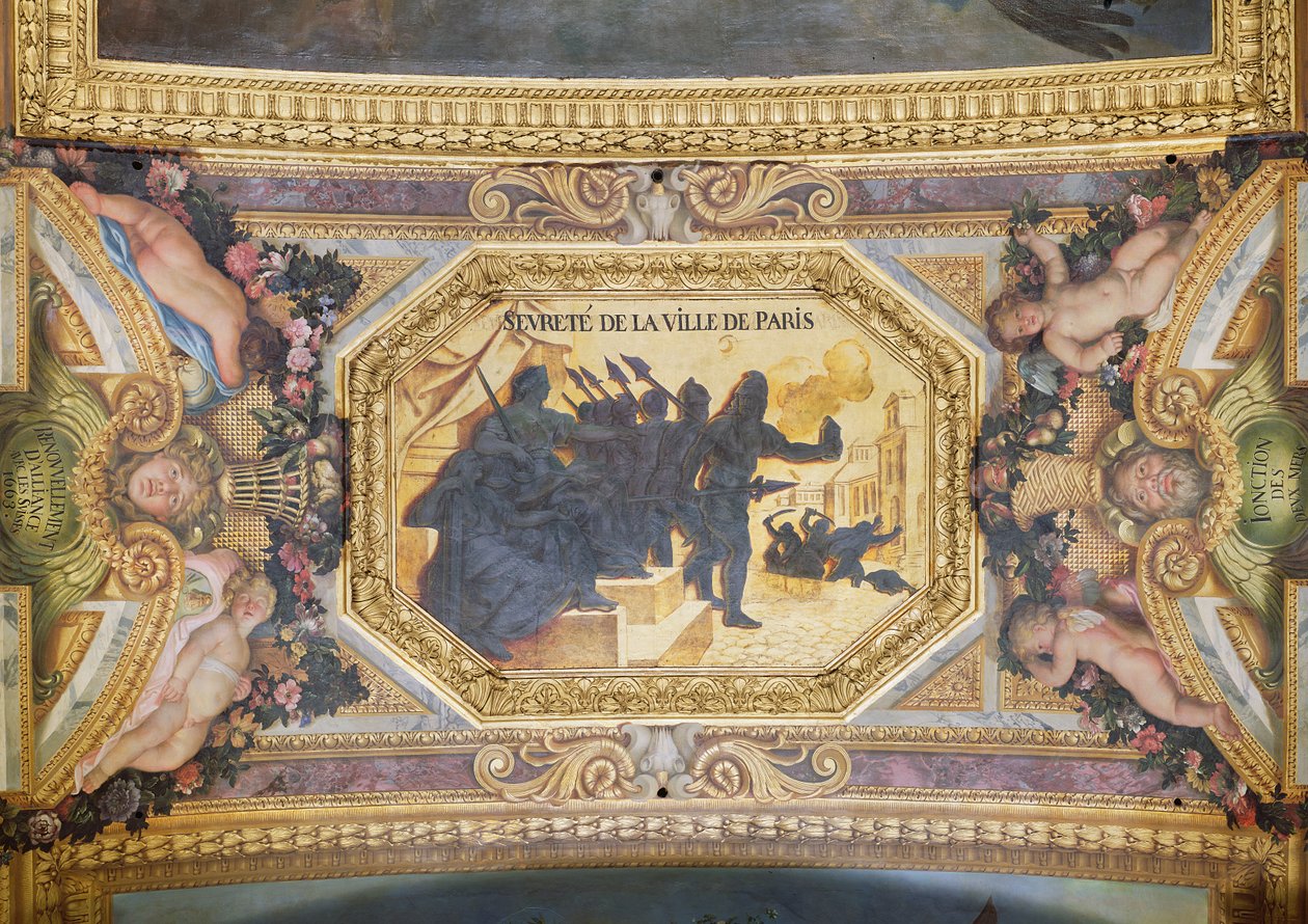 مقاومة باريس ، لوحة السقف من Galerie des Glaces بواسطة تشارلز لو برون
