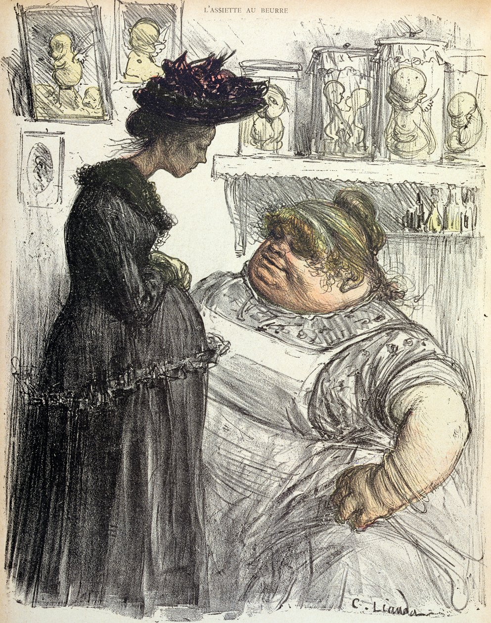 إجهاض ، من &39;l&39;Assiette au Beurre&39; ، 1902 بواسطة تشارلز ليندر