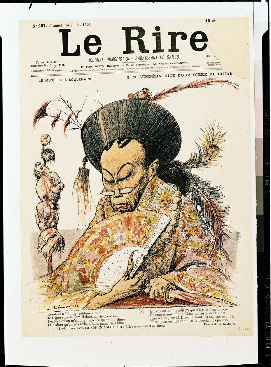 Tz&39;U-Hsi (1835-1908) الإمبراطورة Dowager الصينية ، الغلاف الأمامي لـ "Le Rire" ، 14 يوليو 1900 بواسطة تشارلز ليندر