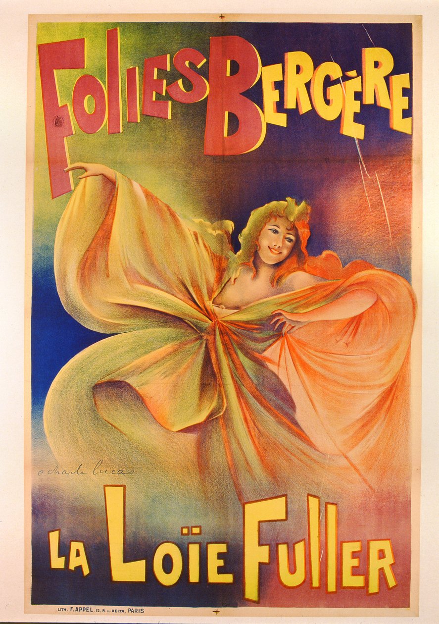 الإعلان عن الملصقات La Loie Fuller في Folies Bergere بواسطة تشارلز لوكاس