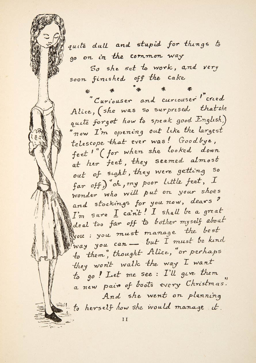 فضولي وغريب ، رسم توضيحي من Alices Adventures Under Ground ، حانة. 1886 (فاكس) بواسطة تشارلز لوتويدج دودجسون