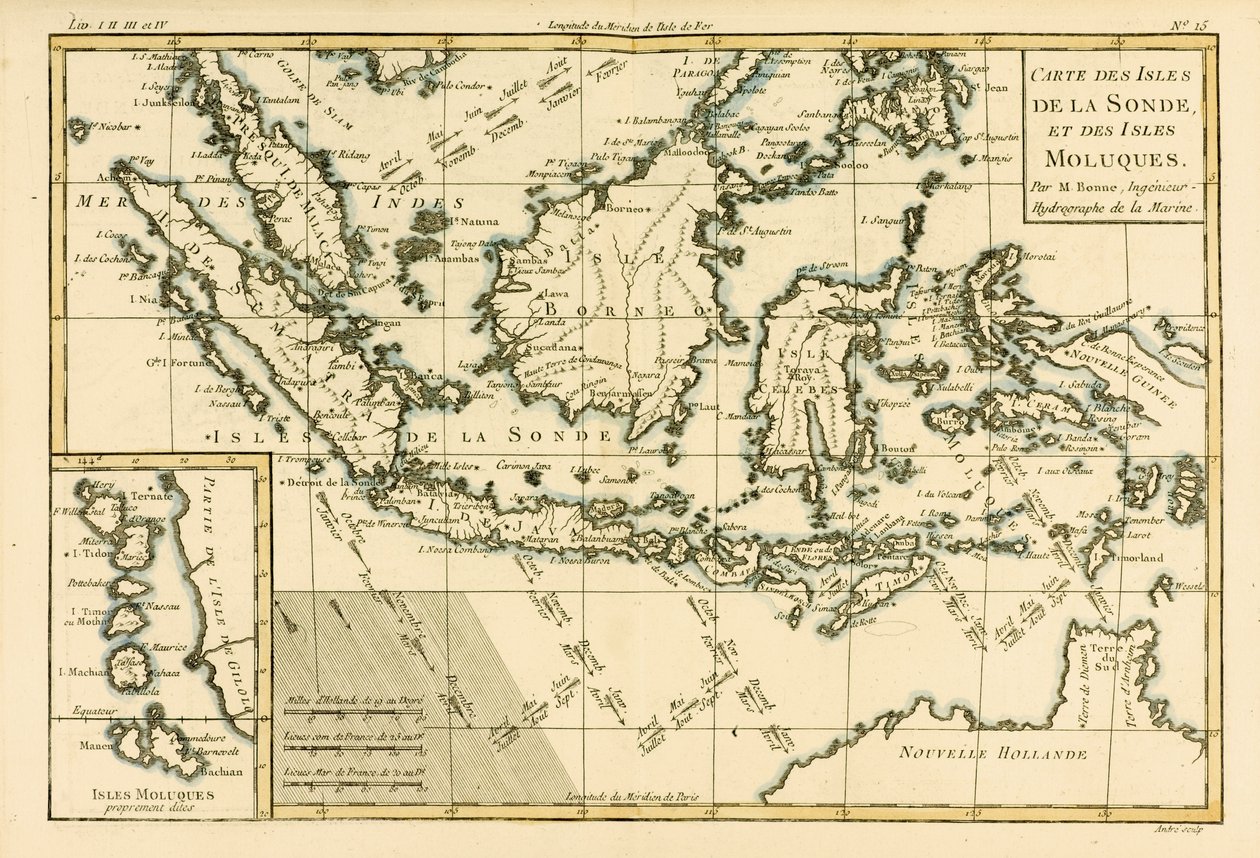 إندونيسيا والفلبين ، من "أطلس جميع أنحاء العالم المعروفة" بقلم غيوم راينال (1713-96) المنشور جنيف ، 1780 بواسطة تشارلز ماري ريغوبرت بون