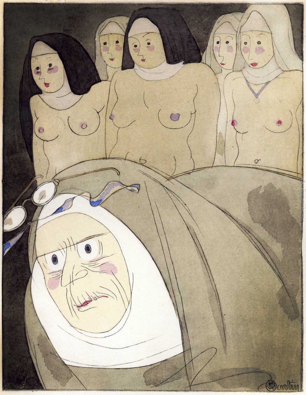رسم توضيحي من "Les Contes et Nouvelles en Vers de Jean de La Fontaine" ، نشر في Librairie de France، Paris 1930 (pochoir) بواسطة تشارلز مارتن