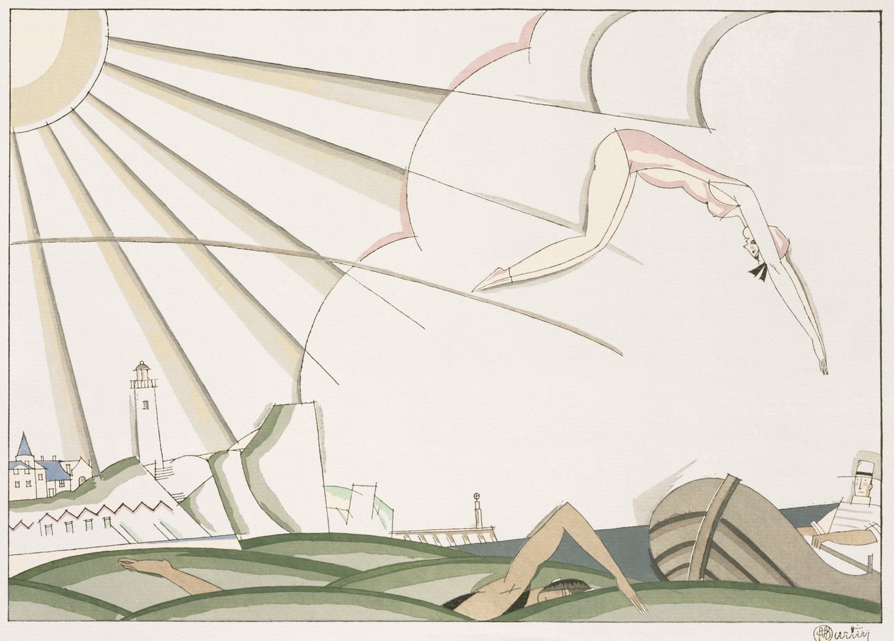 الغوص ، ج .1920 (استنسل على ورق) بواسطة تشارلز مارتن