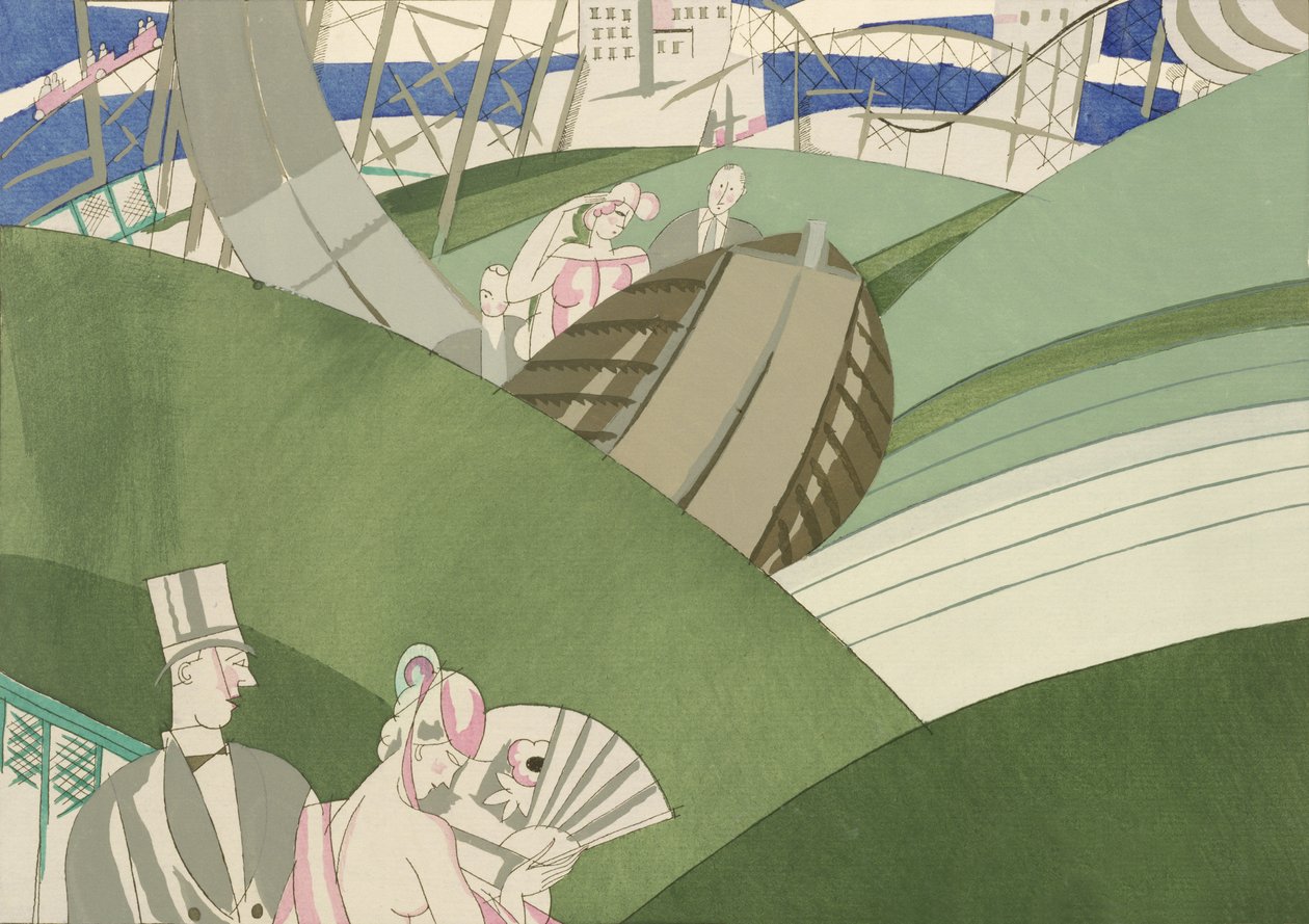 The Watershute في المعرض ، c.1920 (استنسل على ورق) بواسطة تشارلز مارتن