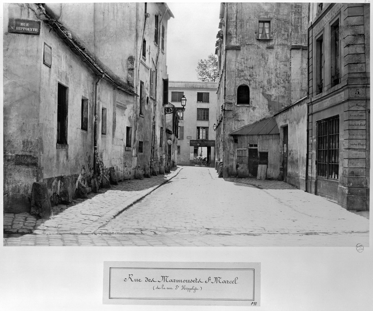Rue des Marmousets Saint-Marcel ، من شارع Saint-Hippolyte ، باريس ، 1858-78 بواسطة تشارلز مارفيل