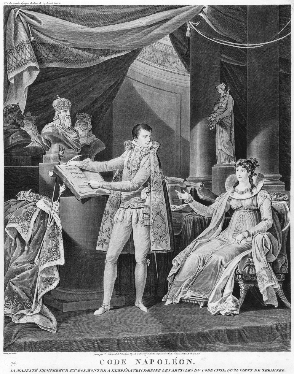 جلالة الإمبراطور والملك نابليون الأول (1769-1861) يظهر الإمبراطورة الملكة ماري لويز (1791-1847) مقالات من مدونة Civil أنه قد أكمل للتو ، 1804 بواسطة تشارلز مونيه