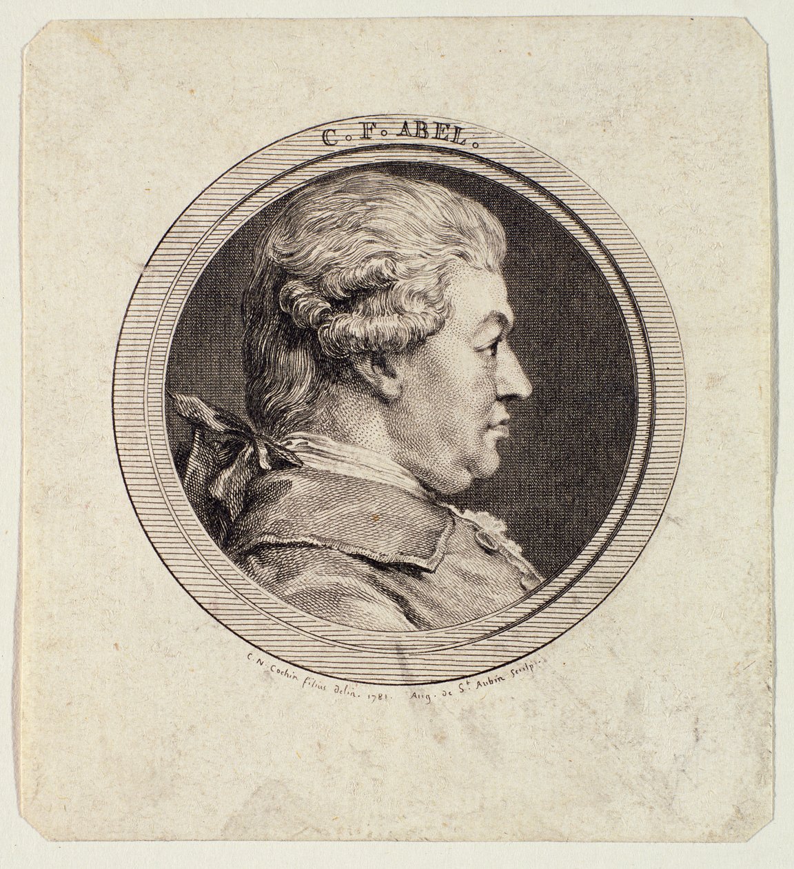 كارل فريدريش أبيل (1723-1777) منقوش بواسطة أوغسطين دي سانت أوبين (1736-1807) 1781 بواسطة تشارلز نيكولاس الثاني كوتشين