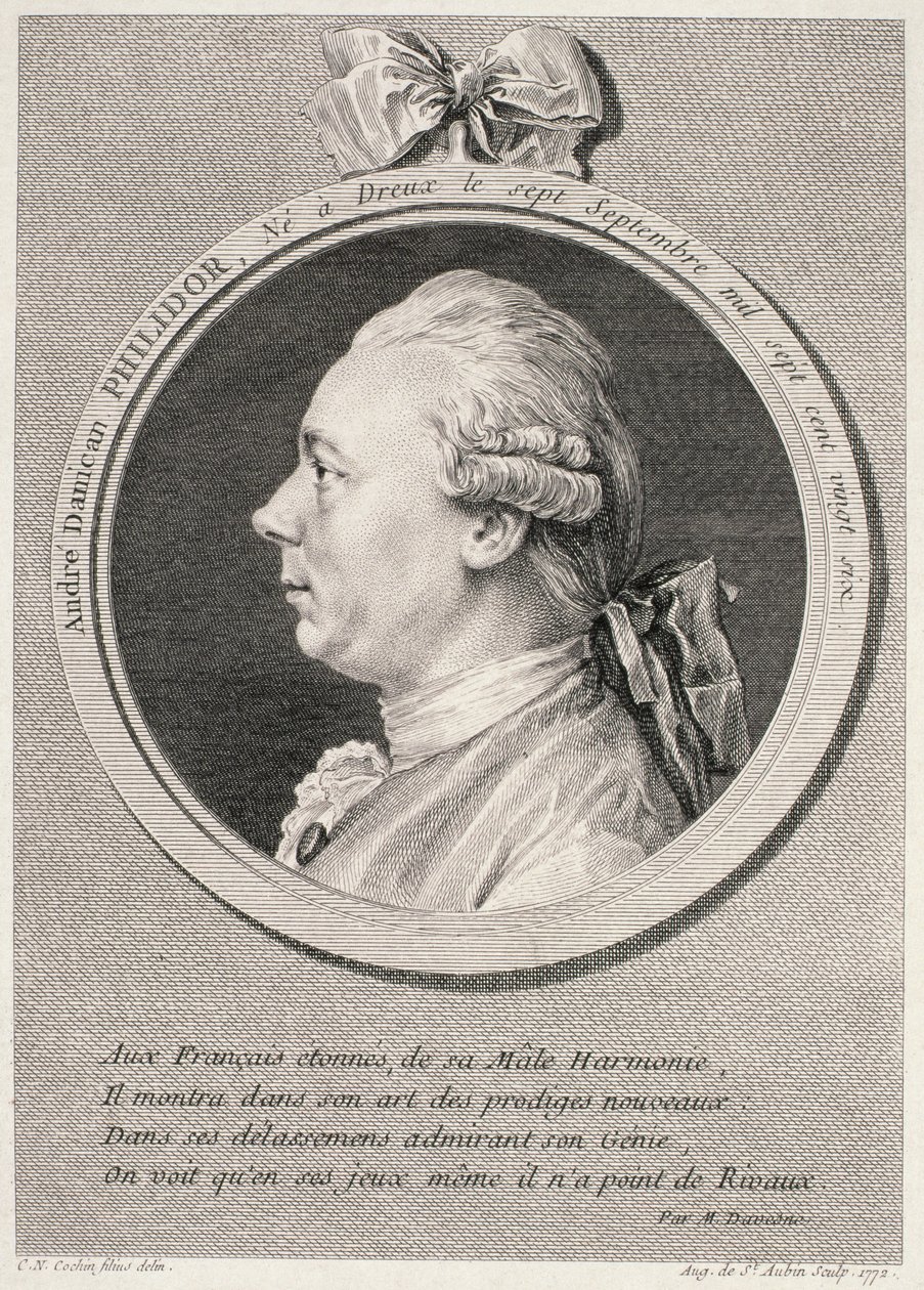 صورة لفرنسوا أندريه دانيكا فيليدور (1726-1795) منقوش بواسطة أوغسطس دي سانت أوبين ، 1772 بواسطة تشارلز نيكولاس الثاني كوتشين