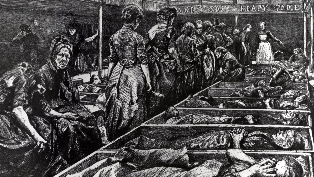 مأوى للنساء في جيش الإنقاذ ، رسم توضيحي من "الجرافيك" ، 27 فبراير 1892 بواسطة شارل بول رينوارد