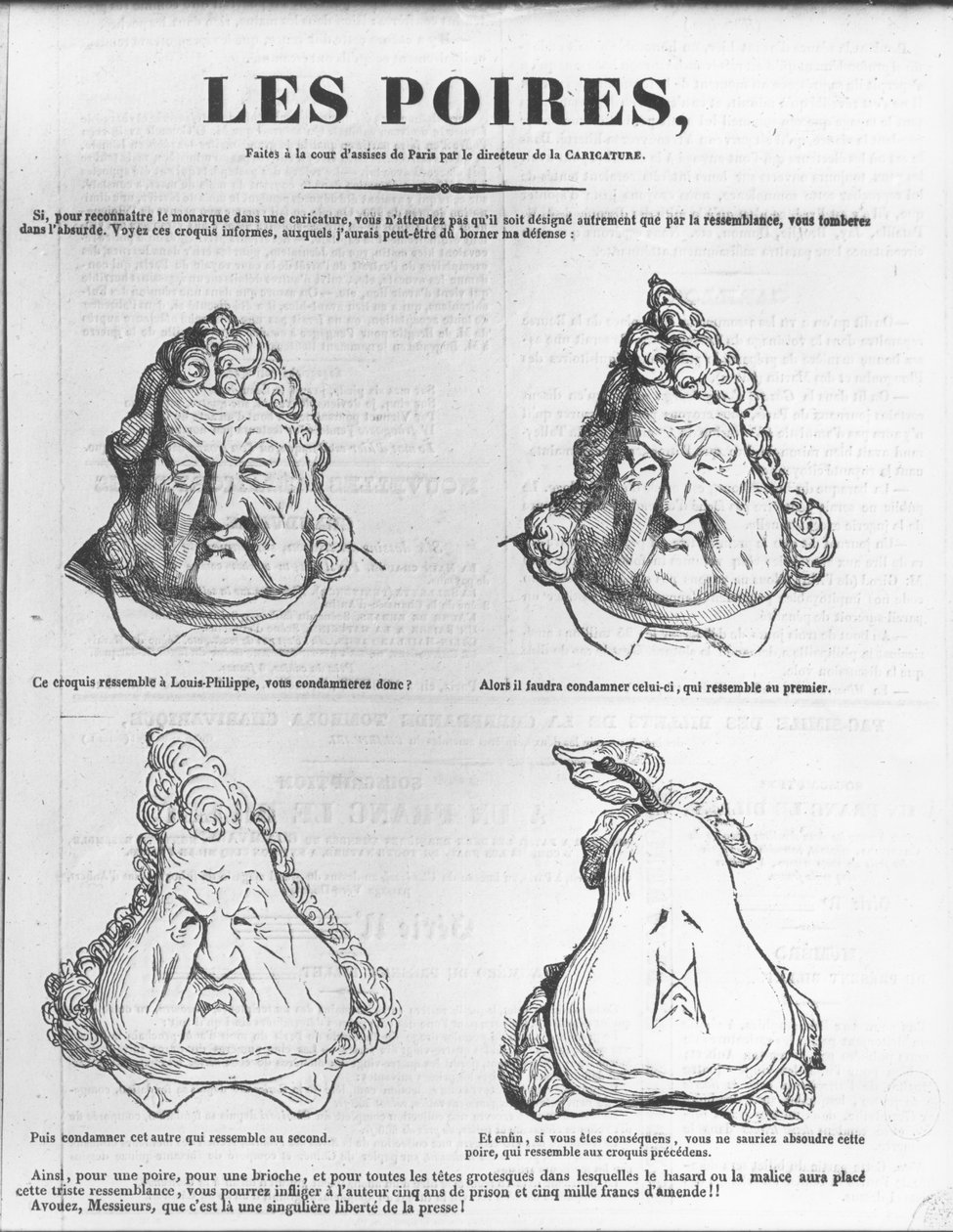 Les Poires ، كاريكاتير للملك لويس فيليب (1773-1850) من "لو شيفاري" بواسطة تشارلز فيليبون